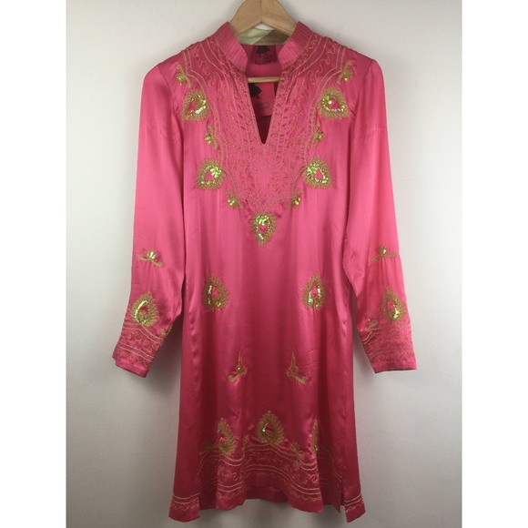 JULIETTE LONGUET Dresses & Skirts - JULIETTE LONGUET Women's Pink Appliqué Dress